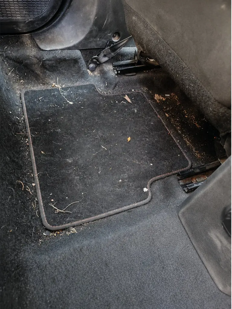 Tapis de sol de voiture avant et après nettoyage — avant